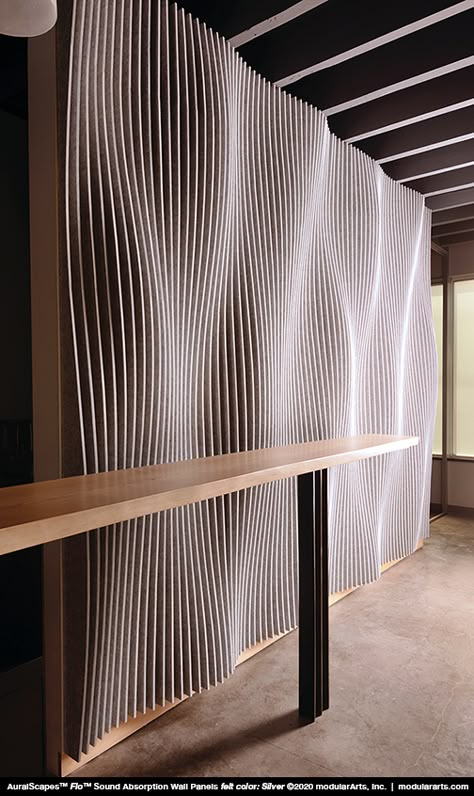 modularArts® Dimensional Surfaces | AuralScapes Wall Panels Specs Acoustical Wall Panel Design, Wall Line Design, Sound Panels Decorative, Gypsum Wall Panels, Sound Panels Design, Sound Studio Design, Wood Wall Accent, Wall Panels Ideas, Sound Baffles