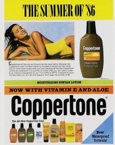 “The Summer of ‘86” Coppertone Circa 1986 80s Ads, Suntan Lotion, Beauty Ad, Retro Advertising, Vintage Makeup, Old Ads, The 80's, The 1980s, The Good Old Days