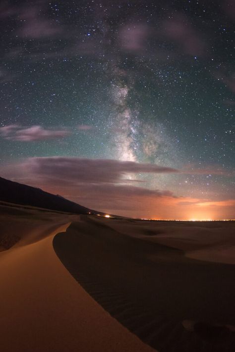 Sand Dunes At Night, Colorado Waterfalls, Sand Dunes Colorado, Places In Colorado, Colorado Attractions, Dark Site, Colorado Towns, Gunnison National Park, Great Sand Dunes National Park