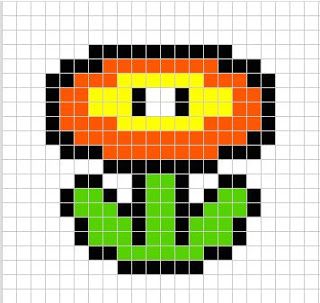 My Virtuous Hands: DIY: Flor de mario Mario Quilt, Hama Beads Mario, Grille Pixel Art, Perler Bead Mario, Pixel Art Minecraft, Modele Pixel Art, Pixel Art Ideas, Art Perle, Easy Pixel Art