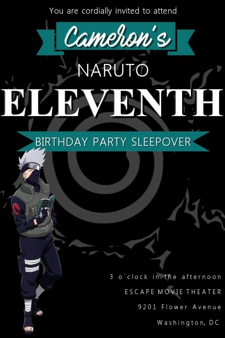 Naruto Birthday Invitations, Escape Movie, Naruto Birthday, Eleventh Birthday, Halloween Promotions, Background Search, Bday Invitations, Promotional Flyers, Black Friday Promotions