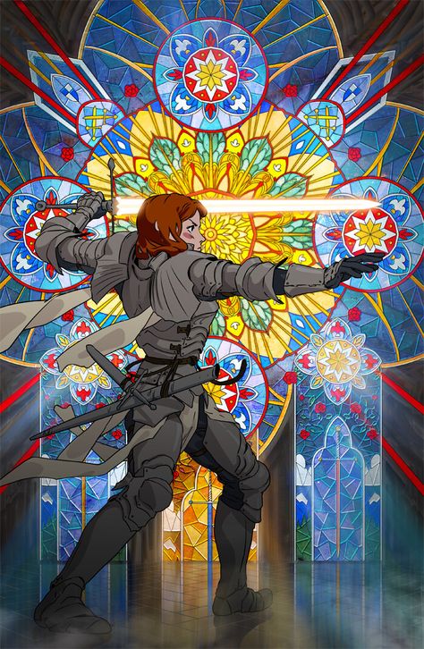 Stained-Glass Knight, Johannes Voss on ArtStation at https://www.artstation.com/artwork/qAwlBL