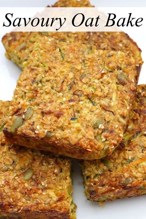 Mediterranean Oat Bake | Moorlands Eater Veggie Lentil Bake, Savoury Baked Oats, Vegetable Bread Recipe, Savoury Oats Recipes, Savoury Breakfast Ideas Healthy, Healthy Savory Meals, Veggie Breakfast Ideas, Easy Savory Breakfast Ideas, Vegetarian Lunch Box Ideas