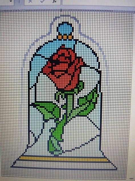 Beauty And The Beast Cross Stitch, Beauty And The Beast Rose, Cross Stitch Pattern Maker, Modele Pixel Art, Disney Cross Stitch Patterns, Pixel Art Templates, Pixel Drawing, Animal Cross Stitch Patterns, Hama Beads Patterns