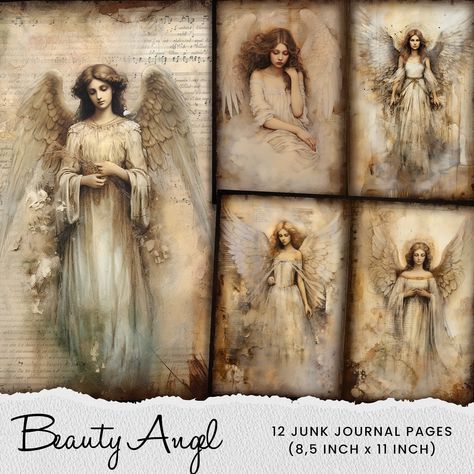 Beauty Angel Junk Journal Pages, Heavenly Angel, Angels Printable Digital Papers Junk Journal Kit Scrapbook Digital Download Free Vintage Printables, Scrapbook Digital, Junk Journal Pages, Angels In Heaven, Journal Kit, Art Clipart, Vintage Printables, Memory Books, Digital Papers