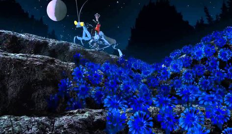 Flowers From Coraline, Coraline Garden Scene, Coraline Other World, Coraline Flowers, Coraline Garden, Coraline Birthday, Coraline Film, Blue Flower Tattoos, Film Wallpaper