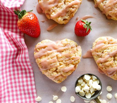 Valentine’s Day Scones, Valentines Day Scones, Heart Shaped Scones, Valentine Scones, Valentine Muffins, Heart Scones, Mini Scones, Strawberry Scones, Valentines Breakfast