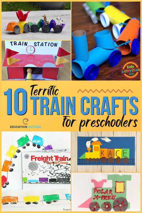 These educational train crafts will keep preschoolers entertained and engaged from cardboard roll trains to decorated cookies. Each activity includes step-by-step instructions and is perfect for developing fine motor skills and exploring creativity. Train Craft Kindergarten, Reggio Train Activities, Freight Train Craft, Trains Activities For Preschool, Train Crafts For Toddlers, Train Activities For Toddlers, Train Activities For Preschool, Train Crafts For Kids, Train Crafts Preschool