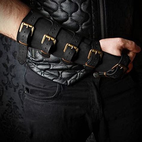 Syktkmx Gauntlet Wristband Medieval Vambrace Arm Cuff Armor Buckled Punk Gothic Faux Leather Costume Bracer Armor Gauntlet, Steampunk Gloves, Leather Costume, Leather Gauntlet, Leather Bracers, Wrist Brace, Gloves Fashion, Arm Guard, Medieval Costume