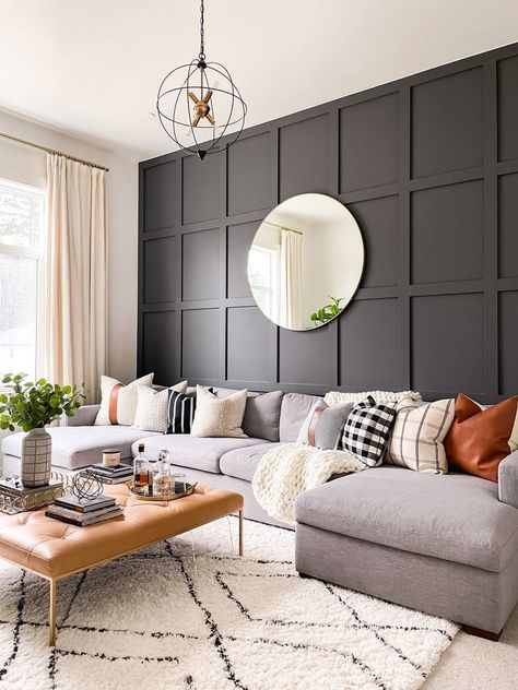 Black Accent Wall Living Room, Grey Accent Wall, Black Accent Walls, House Dream, Accent Walls In Living Room, Living Room Accents, Updating House, Home Trends, Living Room Grey