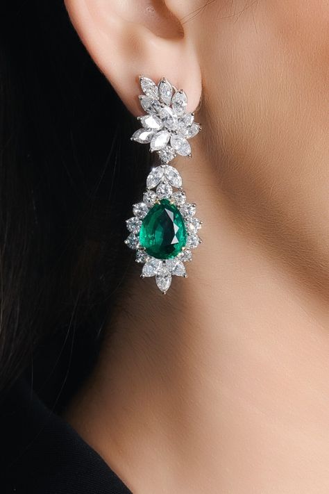 Pair of emerald and diamond ear clips | Magnificent Jewels and Noble Jewels | | Sotheby's Contemporary Diamond Earrings, Long Diamond Earrings Unique, Diamond Earing Designs Unique, Real Diamond Earrings Unique, Long Earrings Diamond, Emerald Jewelry Earrings, Diamond Earrings Tiffany, Diamond Earrings Long, Diamond Emerald Earrings