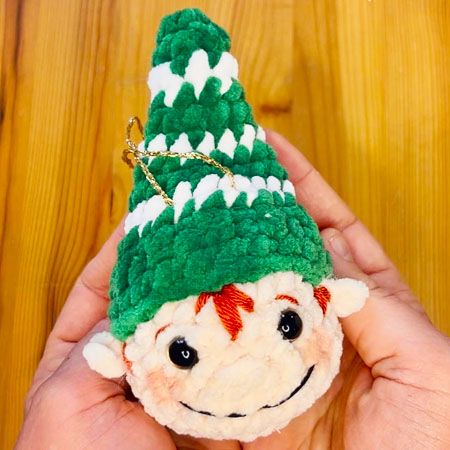 Christmas Tree Crochet Free PDF Pattern - Amigurumiday Elf Amigurumi, Crochet Mickey Mouse, Crochet Elf, Christmas Tree And Fireplace, Amigurumi Christmas, Xmas Elf, Crochet Christmas Trees, Free Pdf Pattern, Elf Ornaments