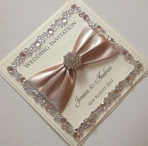 Quince Invitation Ideas, Bling Wedding Invitations, Paper Overlay, Diy Bling, Satin Ribbon Bow, 25th Wedding Anniversary, Bling Wedding, Elegant Cards, Invitation Inspiration