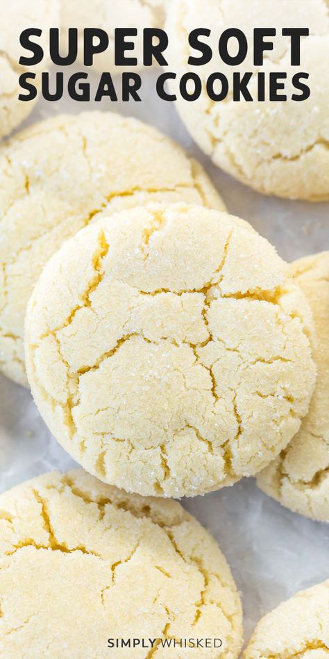 This simple soft sugar cookies recipe is really easy and makes the BEST soft, chewy sugar cookies. No chilling required and dairy free. #sugarcookies #dairyfree #christmascookies Dairy And Gluten Free Sugar Cookies, Sugar Cookie Recipe Dairy Free, No Dairy Cookies, Small Ingredient Desserts, Non Dairy Sugar Cookies, Thick Sugar Cookie Recipe, Dairy Free Cookie Recipes, Sugar Free Sugar Cookies, Dairy Free Sugar Cookie Recipe