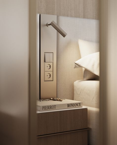 #PPARK100_ANs :: Behance Minimal Modern Bedroom, Hotel Headboard, Suite Room Hotel, Hotel Bedroom Design, Bedside Table Design, Headboard With Lights, Bedside Light, Hotel Room Design, Headboard Wall