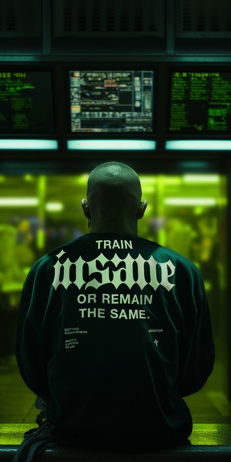 TRAIN INSANE OR REMAIN THE SAME - GYM CREWNECK DESIGN GYMWEAR AESTHETIC NEON Motivational Tshirt Designs, Gym Tshirt Design Ideas, Gymwear Aesthetic, Gym Shirt Design, Crossfit Aesthetic, Gym T Shirt Design, Gym Merch, Marketing Merchandise, Train Insane Or Remain The Same