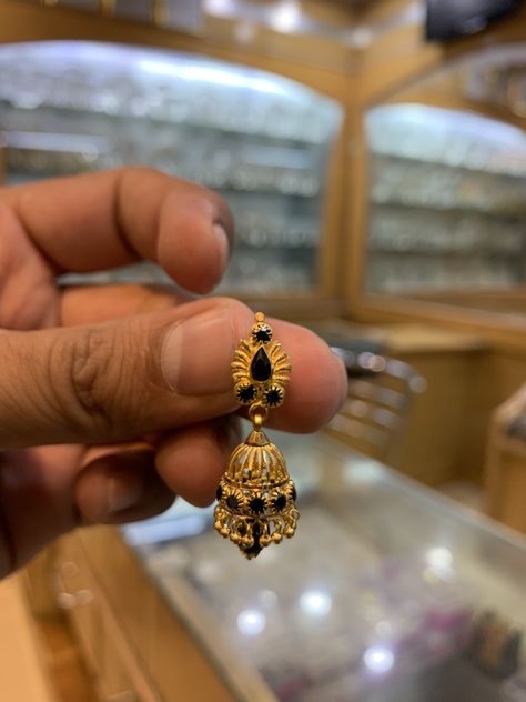 Jumkilu Gold, Black Earrings Gold, Black Beads Earrings Indian Gold, Black Beads Ear Rings Gold, Black Stone Earrings Gold, Black Beads Earrings, Black Gold Earrings, Small Earrings Gold, Temple Jewellery Earrings