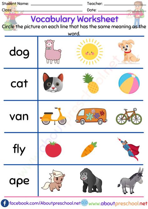 Vocabulary Worksheet English Vocabulary Worksheets, 1st Grade Vocabulary, Worksheet 1st Grade, English Questions, Worksheets 2nd Grade, Kindergarten Vocabulary, Worksheet Kindergarten, Academic Vocabulary, Vocabulary Practice