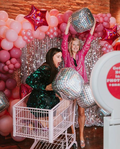 That one time @johnstonstyle flew one of our Selfie Station booths out to Nashville for @ultimateproductparty 🪩⁠ ⁠ & now I need to figure out how to get our hands on out own pink shopping cart.⁠ ⁠ ⁠ 📸: @karlykreative Selfie Station Ideas, Pink Shopping Cart, Selfie Studio, Pink Shopping, Selfie Station, Disco Theme, Instagram Famous, Event Flyer, Event Ideas