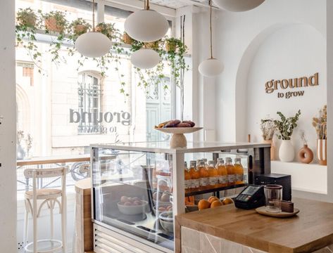 Ground to Grow Café and Yoga Studio | Ama Studio | Media - Photos and Videos | Archello Yoga Studio Coffee Bar, Holistic Coffee Shop, Yoga Cafe Interior Design, Yoga Studio Cafe, Greenhouse Yoga Studio, Yoga Coffee Shop, Tiny Yoga Studio, Yoga Studio Aesthetic, Yoga Cafe