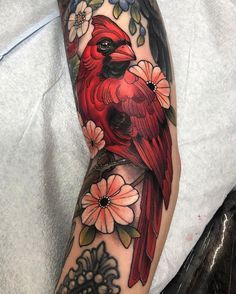 Neo Traditional Cardinal, Cardinal Bird Tattoos, Prayer Tattoo, Cardinal Tattoos, Hippie Tattoo, Neo Traditional, Tattoos For Daughters, Body Modifications, Birds Tattoo