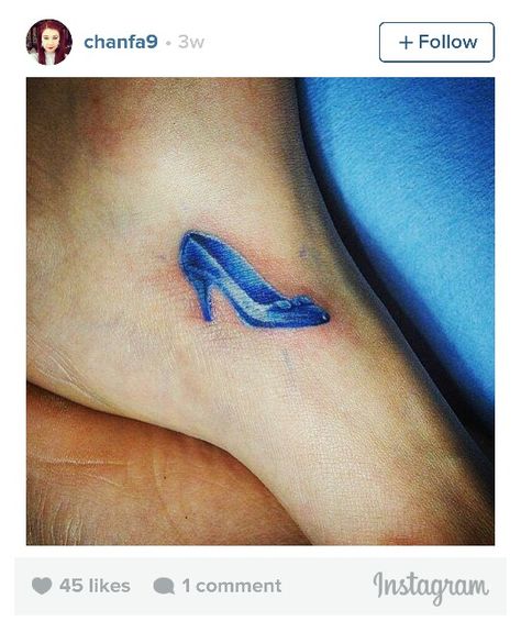 Cinderella's Glass Slipper tattoo...so cute! Cinderella Tattoo, Ankle Tat, Shoe Tattoos, Disney Princess Tattoo, Cinderella Slipper, Friendship Tattoos, Bad Tattoos, Discreet Tattoos, Dream Tattoos