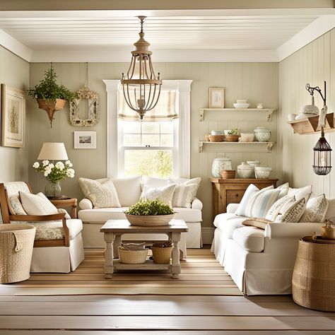 Cottagecore House Decor Living Room, Vintage Interior Design Living Room, Small Cottage Living Room, Salons Cottage, Cottage Style Living Room, Fancy Living Rooms, Family Room Paint, Chic Living Room Decor, Cottage Living Room