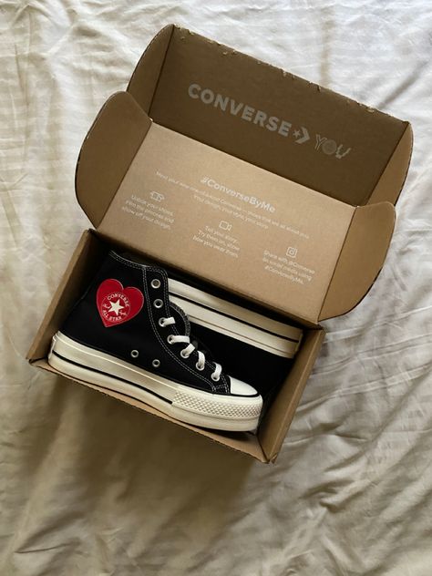 Unique Converse Platform, Converse Platform Black, Black Converse Platform, Platform Converse Black, Black Platform Converse, Heart Platforms, Converse Platform, Platform Converse, Black Converse