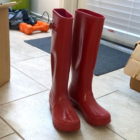 Tall Rubber Rain Boots Fire Engine Red Size 8 I'm 5'2", Comes Right Below My Knee Regular Calf Width, No Extension Nwot Smoke And Pet Free Home Feel Free To Make Offers Red Rain Boots, 2024 Halloween, Rubber Boots, Fire Engine, Rubber Rain Boots, Rain Boots, Halloween Costume, Favorite Things, Halloween Costumes