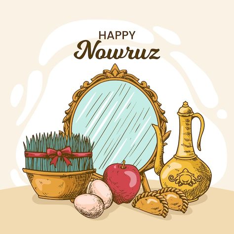 Nowrooz Poster, Nowrooz Illustration, Nowruz Illustration, Nowruz Crafts, Nowruz Card, Parsi New Year, Beauty And The Beast Silhouette, Happy Nowruz, Iranian New Year