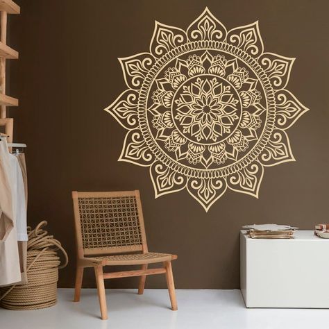 Mandala Wall Sticker, Wall Decal, Decor, Boho, Hippie, Zen, Indian, Removable Vinyl Sticker for Meditation, Yoga, Wall Art 128 Wall Mandala Painting, Mandala Wall Stencil, Mandala Decals, Yoga Wall Art, Lippan Art, Yoga Wall, Mommy Goals, Mandala Artwork, Wall Paintings