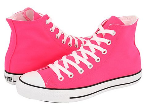 Hot Pink Converse, Converse Hightops, Track Workouts, Pink Chucks, Cool Converse, Color Converse, Crystals Wedding, Summer Stuff, Pink Converse