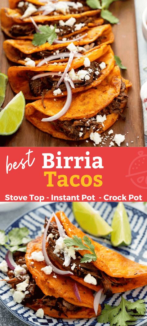 Tacos Birria Crockpot, Slow Cook Birria Tacos, Crockpot Beef Birria Tacos, Birria Tacos In Crockpot, Birria Tacos Crock Pot, Beef Birria Tacos Recipe Crockpot, Shredded Beef Tacos Stove Top, Best Mexican Tacos, Birria Taco Recipe Mexican