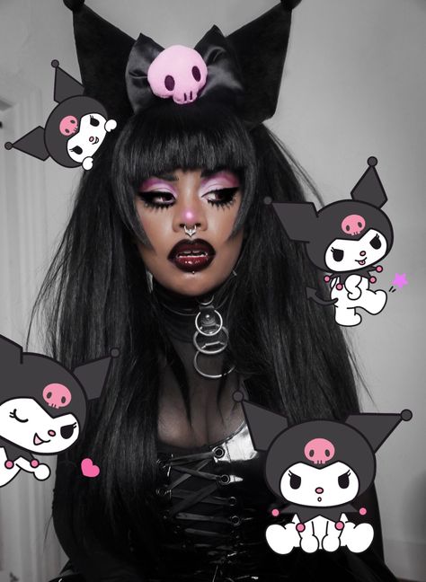 Twerks in Pumpkin on Twitter: "I need a My Melody to my Kuromi 🖤🖤🖤… " Kuromi Cosplay, My Kuromi, Purple Goth, Cybercore Aesthetic, Kawaii Goth, Cos Play, Casual Cosplay, Cute Makeup Looks, Gothic Makeup