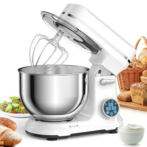 BioloMix Stand Mixer, 1200W DC Motor 11 Speed Tilt Head Food Mixer, Digital OLED Screen, Kitchen Electric Food Stand Mixer with Dough Hook, Flat Beater, Whisk, (White) Vr Accessories, Iphone Case Brands, Food Stand, Deck Accessories, Xbox Accessories, Phone Case By Types, Kitchen Games, Nintendo Switch Accessories, Electric Foods