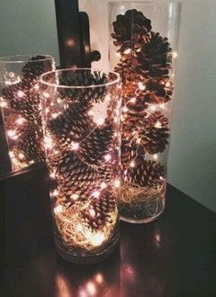 Pine Cone Wedding, Pinecone Centerpiece, Winter Wedding Centerpieces, Lighted Centerpieces, Centerpiece Christmas, Rustic Wedding Decorations, Simple Wedding Centerpieces, Games Diy, Winter Wedding Colors