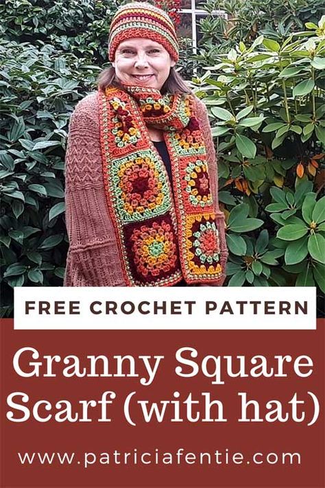 Granny Square Scarf Crochet Pattern, Crochet Scarf Granny Square, Granny Square Scarf Pattern Free, Granny Square Scarf, Easy Granny Square, Crochet Cowls, Granny Square Pattern, Crochet Scarf Pattern Free, Medium Weight Yarn