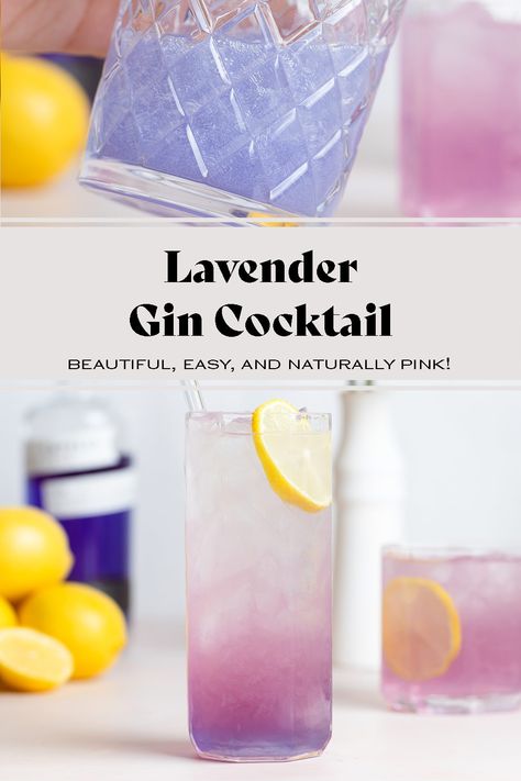 This Lavender Gin Cocktail is as delicious as it is beautiful! Blue gin and lemon juice give it a beautiful pink and purple color with an ombre effect. It's easy to make but it looks and tastes fancy enough to be served at a high-end bar! Surprise your guests at your next gathering with this stunning gin cocktail that's sure to be a hit! Empress Gin Lavender Cocktail, Lemon Gin Cocktail Recipes, Lavender Gin Cocktail, Gin Collins, Lavender Gin, Lavender Simple Syrup, Empress 1908 Gin, Blue Gin, Chai Spice Mix