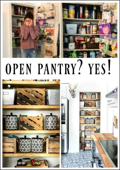 OPEN PANTRY ORGANIZATION . This open pantry is so good! Open pantry or closed pantry it is for you?  #openpantry #organizedpantry #pantryorganization Kitchen With Open Pantry, Small Open Pantry Ideas, Open Pantry In Kitchen, Open Pantry Storage Ideas, Open Shelf Pantry In Kitchen, Open Pantry Shelving Ideas, Open Pantry Design, Open Pantry Organization, Open Pantry Ideas