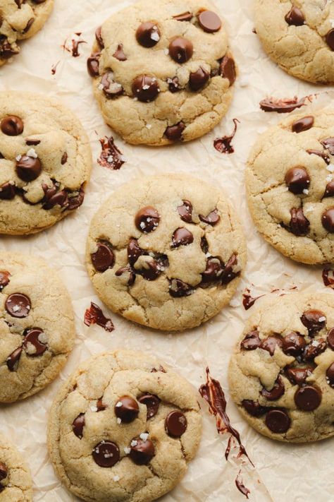 Perfect Vegan Chocolate Chip Cookies - Nora Cooks Best Vegan Chocolate Chip Cookies, Vegan Chocolate Chip Cookie Recipe, Nora Cooks, Christmas Cookie Recipes Holiday, Vegan Chocolate Bars, Allergen Free Recipes, Vegan Baking Recipes, Vegan Cookies Recipes, Vegan Chocolate Chip Cookies