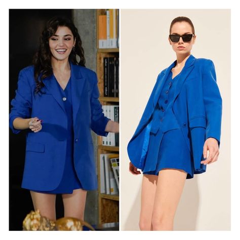 Hande Erçel is Eda in Turkish tv series ‘Sen Çal Kapımı’. Hande Erçel wears a blue suit in ‘Sen Çal Kapımı’. These are from Muse For All. You can find the links below. This Jacket From Muse For All This Skirt From Muse For All The below jacket is a similar jacket from Mango. You can find the links below. Mango Jacket From Trendyol The similar jacket is from Chic Me. You can find the link below. Eda Yildiz Blue Outfits, Eda Yildiz Outfits, Arts University, Modest Casual Outfits, Where To Buy Clothes, Turkish Tv Series, Woman Suit Fashion, Turkish Fashion, Victoria Secret Fashion