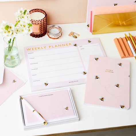 Gold Stationery, Personalised Stationery, Weekly Planner Pad, Stationary Gifts, Planner Notepad, Busy Bees, Diy Stationery, Notecard Set, Personalized Notebook