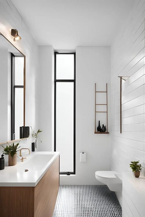 23 Brilliant Small Full Bathroom Ideas for Urban Living - RectifyHome Full Bathroom Ideas, Small Full Bathroom Ideas, Small Full Bathroom, White Subway Tiles, Bathroom Solutions, Large Format Tile, Subway Tiles, Clean Aesthetic, Small Bathrooms