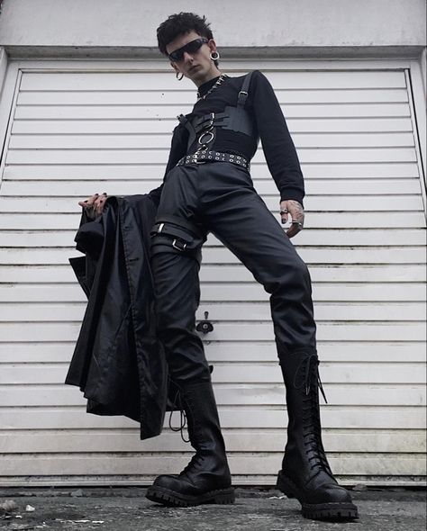 neo Goth Punk Outfits Men, Punk Goth Outfits, Goth Punk Outfits, Punk Outfits Men, Outfit Male, Punk Boy, Biker Photoshoot, Goth Outfit, Biker Boys