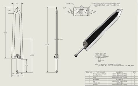 Technical take on the dragonslayer (berserk) Berserk Dragonslayer, Tactical Swords, Bookmarks For Books, Epic Cosplay, Cool Swords, Character Sketches, Anime Ships, Blacksmithing, Autocad