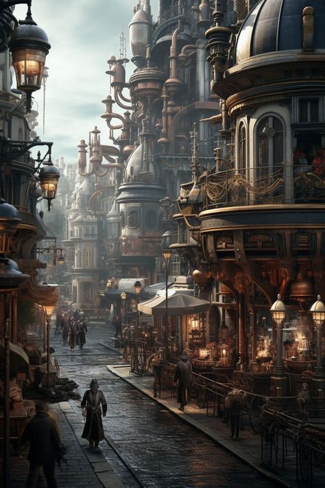 Steampunk Town Concept Art, Steampunk Building Concept Art, Steampunk London, Steampunk Landscape, Steampunk Concept Art, Steampunk Castle, Steampunk City, Steampunk Artwork, Steampunk Aesthetic