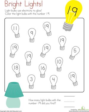 Your kid is bright, so he'll love the bright lights on this kindergarten math worksheet about the number 19. Reading Comprehension Games, Map Skills Worksheets, Number Coloring Pages, Preschool Number Worksheets, Kindergarten Colors, Maths Paper, Kindergarten Worksheets Free Printables, Number 19, Map Skills