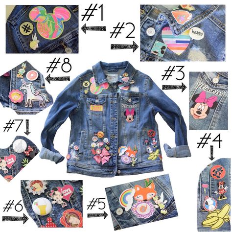 Create your own embellished Disney Jean jacket with patches, buttons, and pins. Visit the shops of GoPinPro, Lillian & Lloyd, and Sweetest Nerdy Dreams to get all that you need for your own DIY Disney Jacket. Disney Jacket Patches, Disney Blue Jean Jacket, Diy Disney Patch Jean Jacket, Disney Patches Jacket, Disney Patch Jacket, Diy Patch Jean Jacket, Disney Denim Jacket Patches, Disney Patch Jean Jacket, Disney Jean Jacket