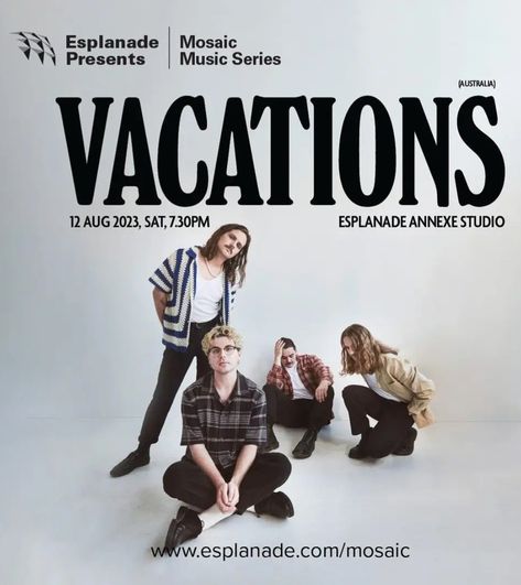 Vacations Poster Band, The Vacations Band, Vacations Band, Underrated Music, Marc Demarco, Indie Pop Bands, Band Poster, Vintage Poster Design, Up Music