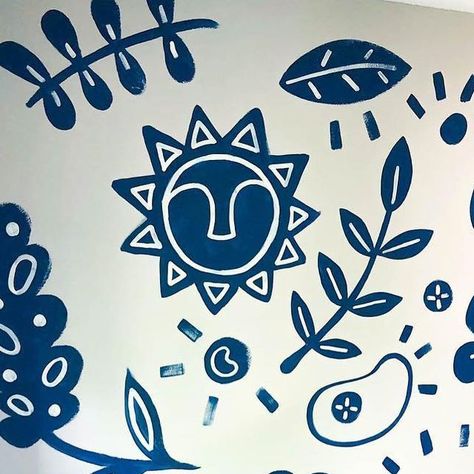 Adrienne Luther Johnson on Instagram: "Here’s a recent mural I just completed for a young girl’s bedroom. Inspired by @lisacongdon, I experimented with folk art motifs and texture. This piece just makes me wanna move! I really love how it turned out. Thanks @rusticsupper for supporting my art! My soul is full today!" Folk Art Motifs, Art Motifs, Folk Art, My Art, Mural, Turn Ons, Texture, Bedroom, Instagram